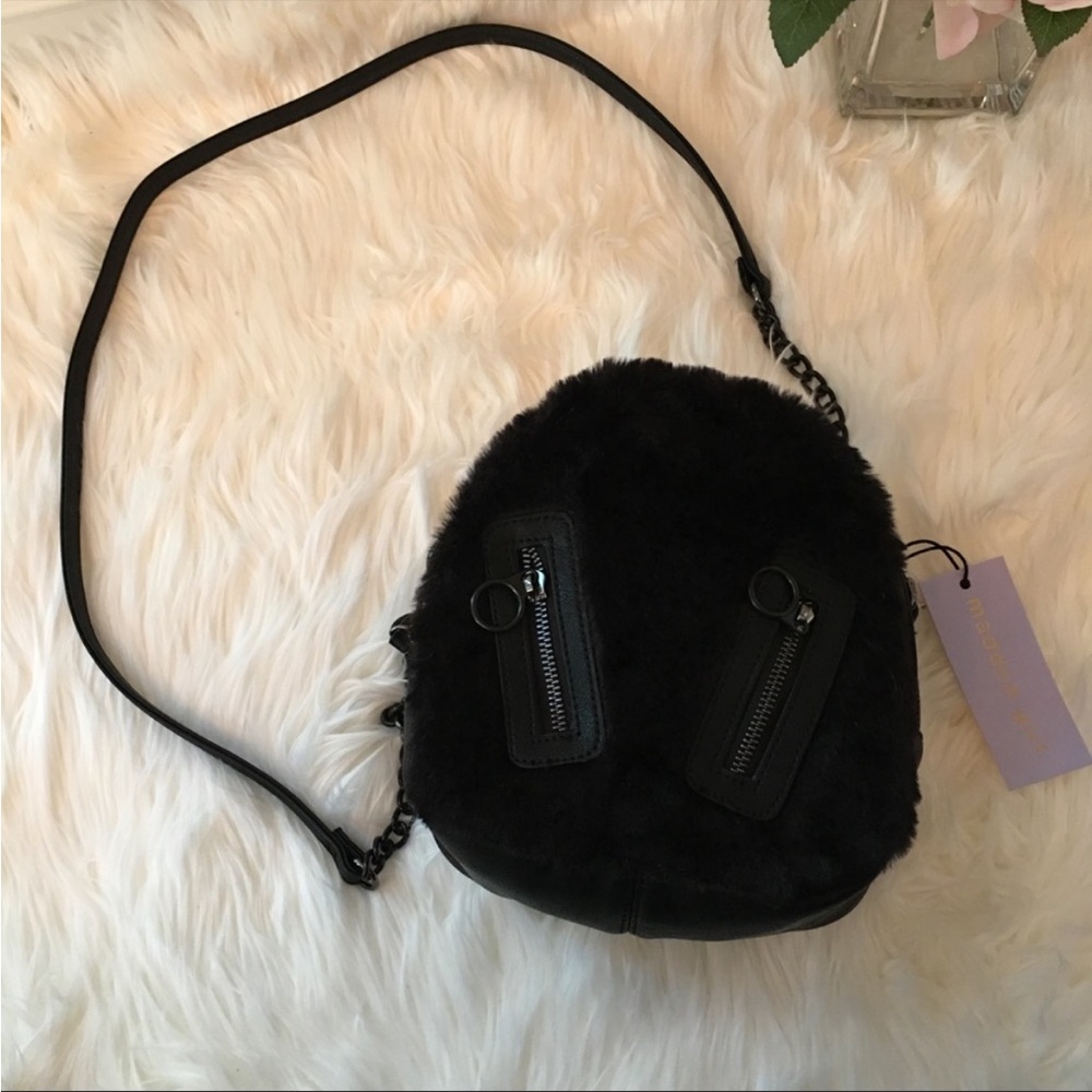 NWT Madden Girl black vegan crossbody bag with faux fur 🖤 never worn